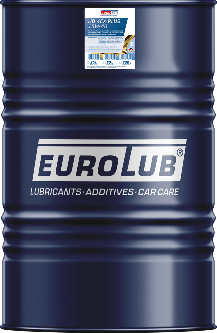 HD 4CX PLUS 15W-40 	208 litre